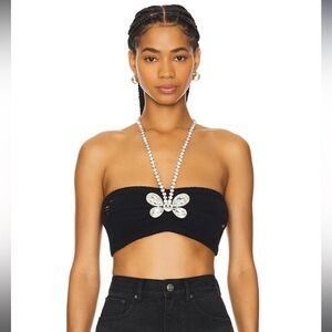 AREA NYC Crystal Butterfly Knit bandeau (Small)
